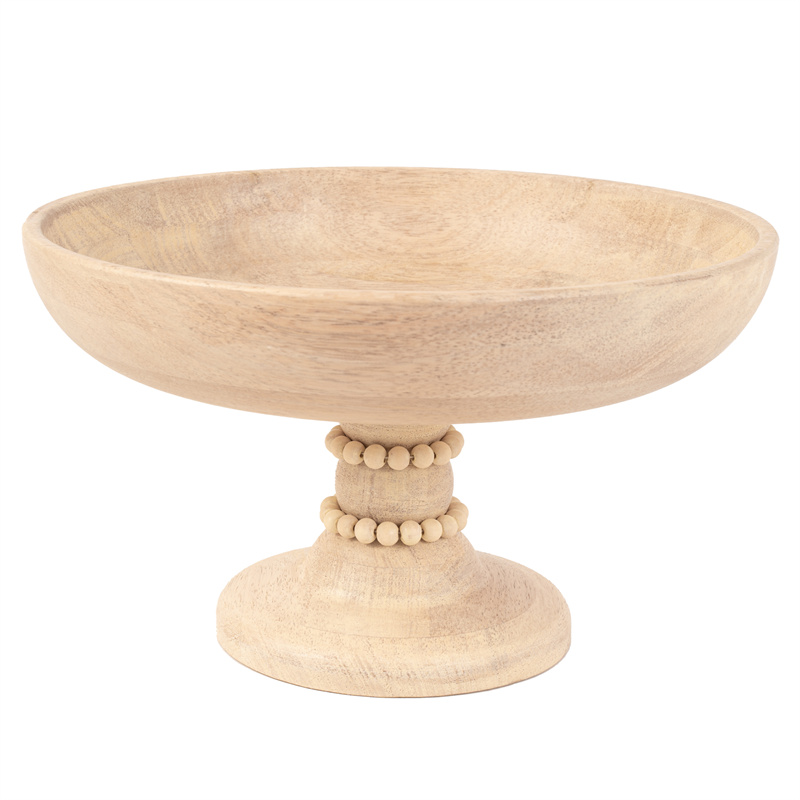 Suncha Round Mango wood Cake stand with beaded design